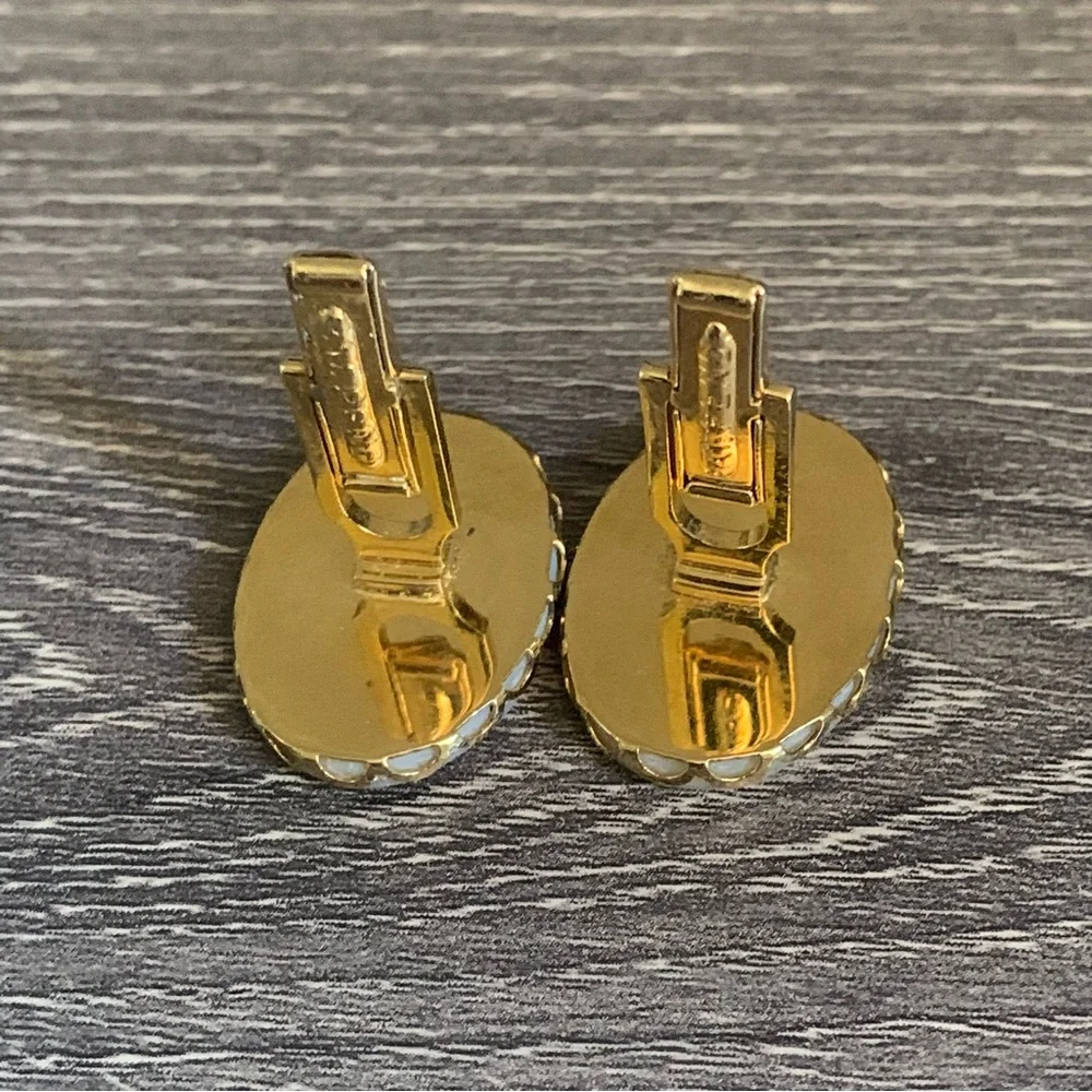 Vintage Large Mother of Pearl Oval Cufflinks Cuff Links